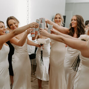 Bridal party cheers and bartending service