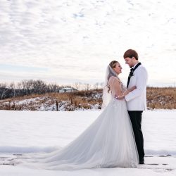 Winter wedding outdoor couple